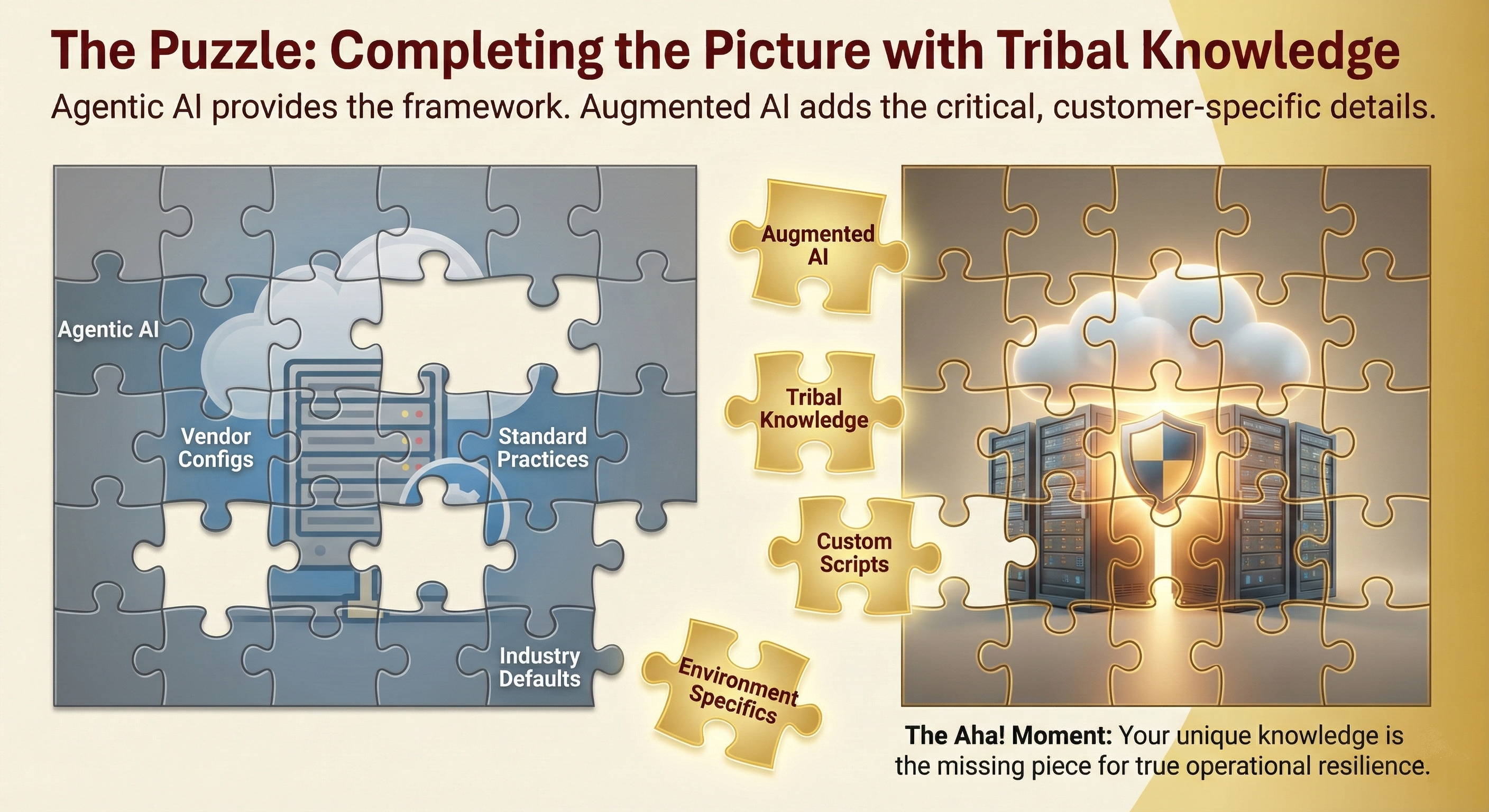 The Puzzle: Completing the Picture with Tribal Knowledge — Agentic AI provides the framework, Augmented AI adds the critical customer-specific details